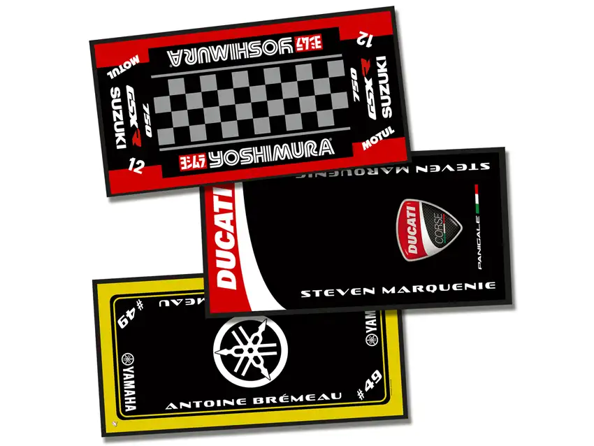 tapis moto environnemental sur mesure personnalisé